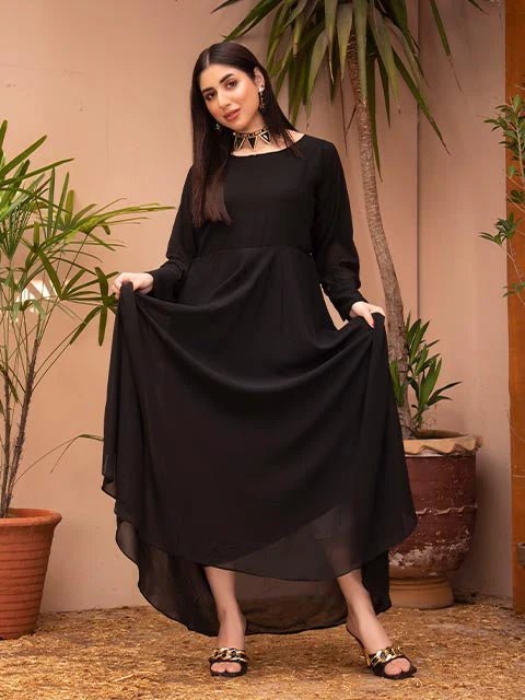 Black Chiffon Full Length Maxi - Zyrastyles