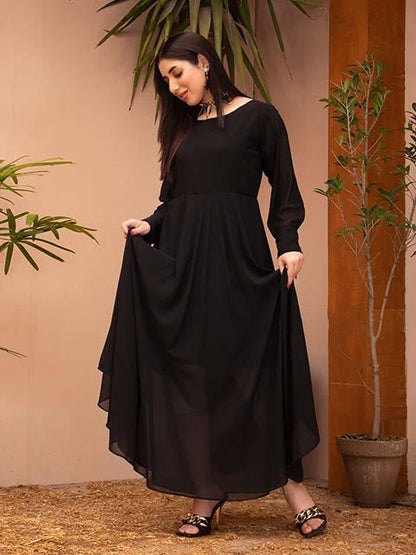 Black Chiffon Full Length Maxi - Zyrastyles