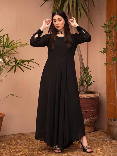 Black Chiffon Full Length Maxi - Zyrastyles