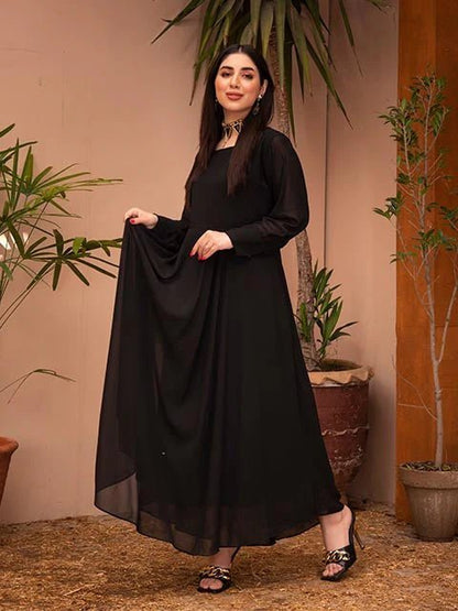 Black Chiffon Full Length Maxi - Zyrastyles