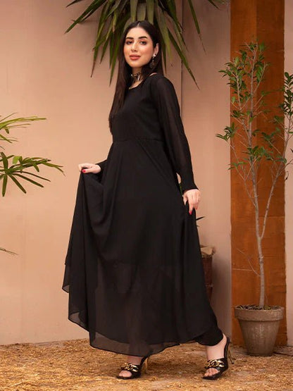 Black Chiffon Full Length Maxi - Zyrastyles