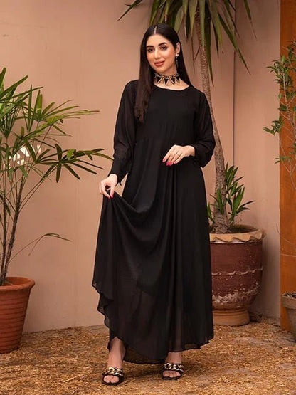 Black Chiffon Full Length Maxi - Zyrastyles