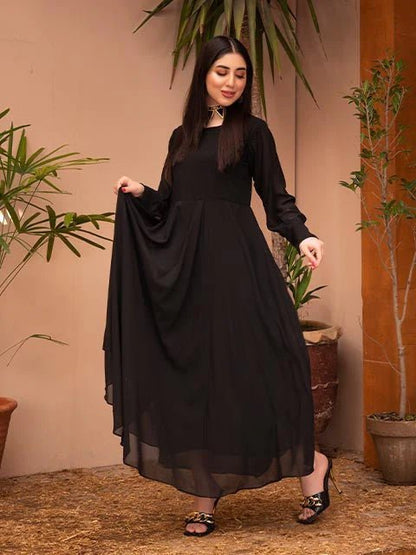 Black Chiffon Full Length Maxi - Zyrastyles